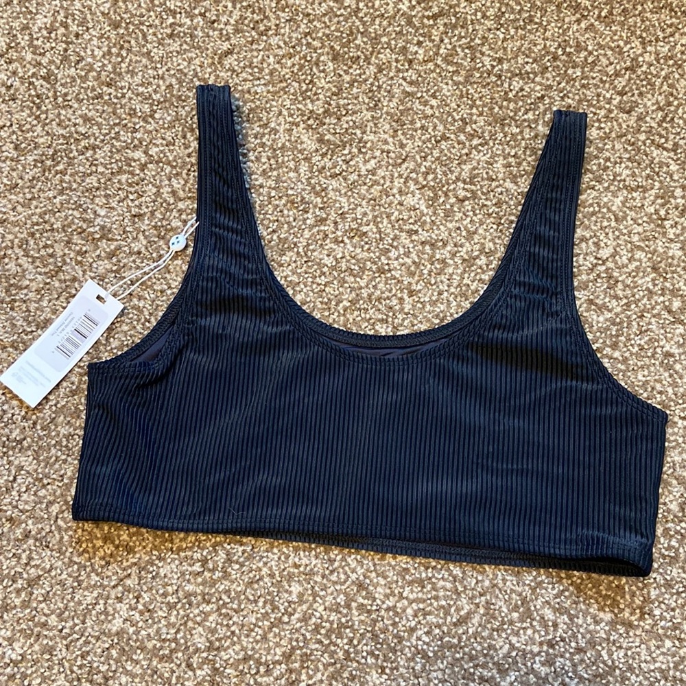 Frankies bikinis conner ribbed bikini top black large